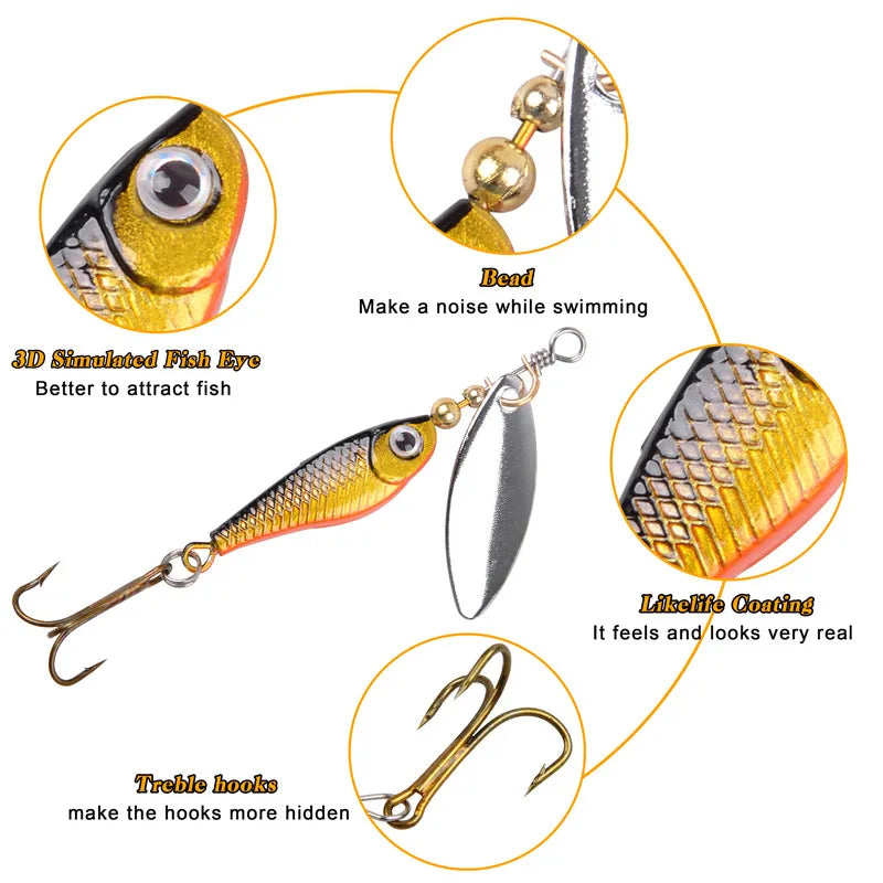 5/10/16Pcs Spinner Fishing Lures Set