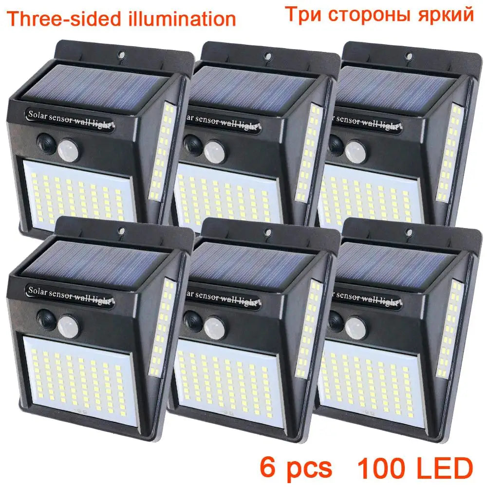 100 LED Solar Motion Sensor Wall Light