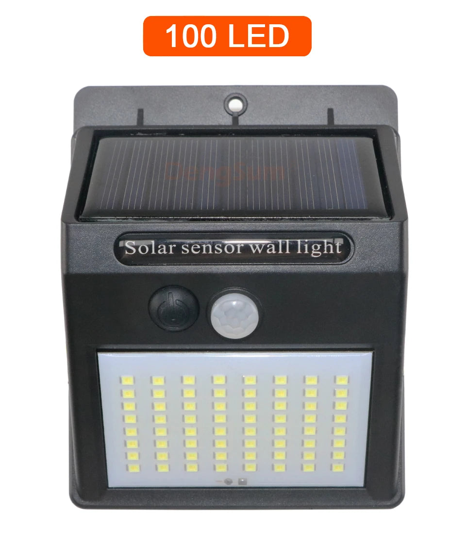 100 LED Solar Motion Sensor Wall Light