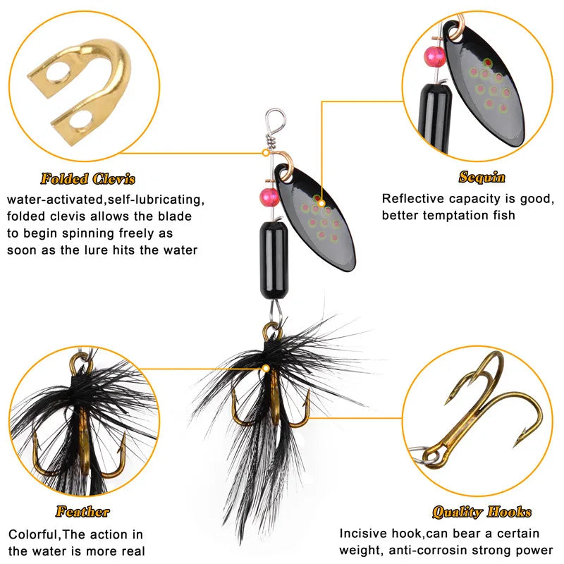 5/10/16Pcs Spinner Fishing Lures Set