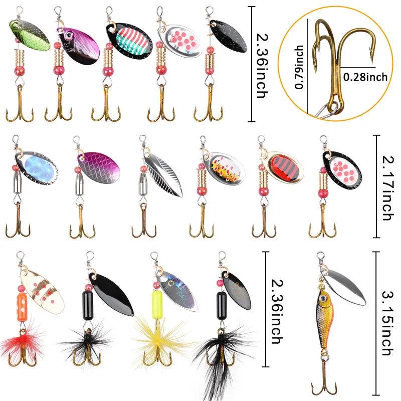5/10/16Pcs Spinner Fishing Lures Set