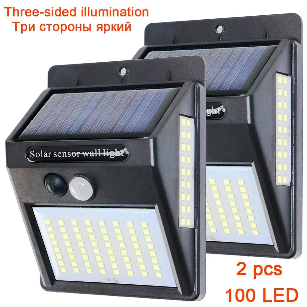 100 LED Solar Motion Sensor Wall Light