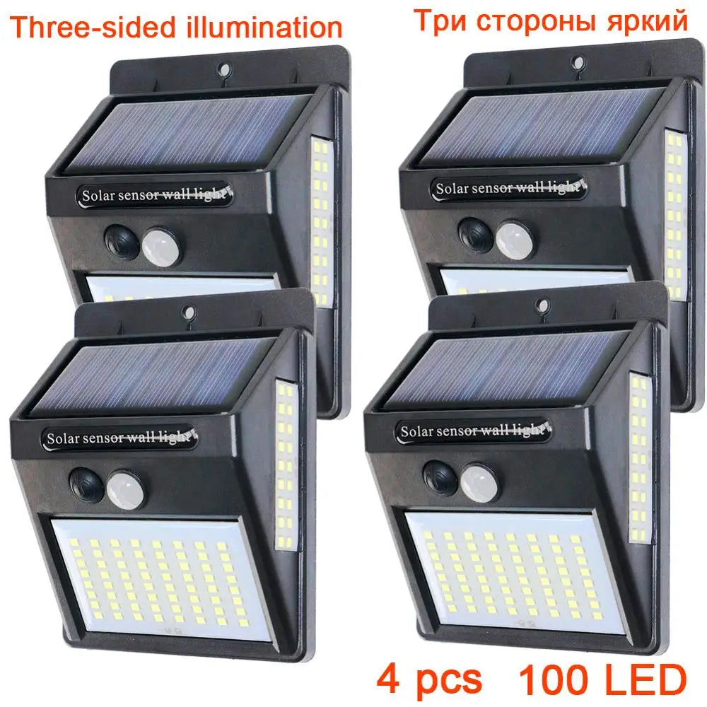 100 LED Solar Motion Sensor Wall Light