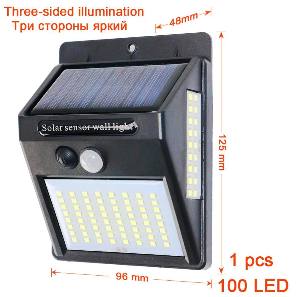 100 LED Solar Motion Sensor Wall Light
