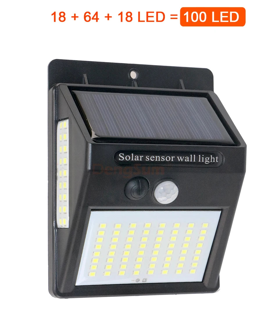 100 LED Solar Motion Sensor Wall Light