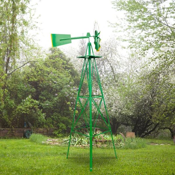 8FT Weather-Resistant Green Garden Windmill