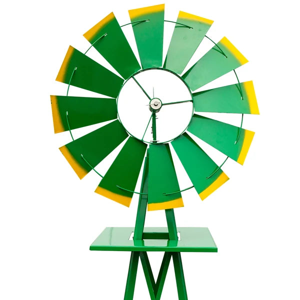 8FT Weather-Resistant Green Garden Windmill