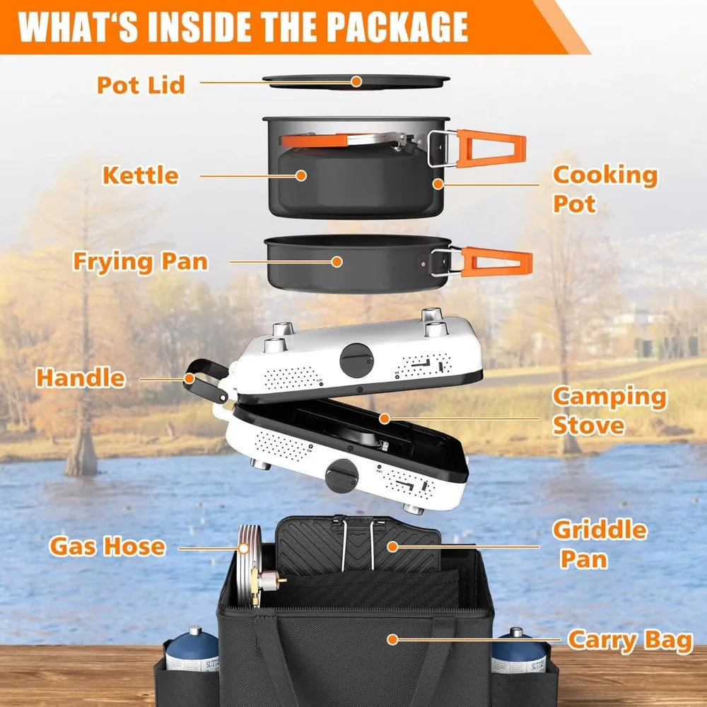 Portable 2-Burner Camping Stove Set (20,000 BTU)