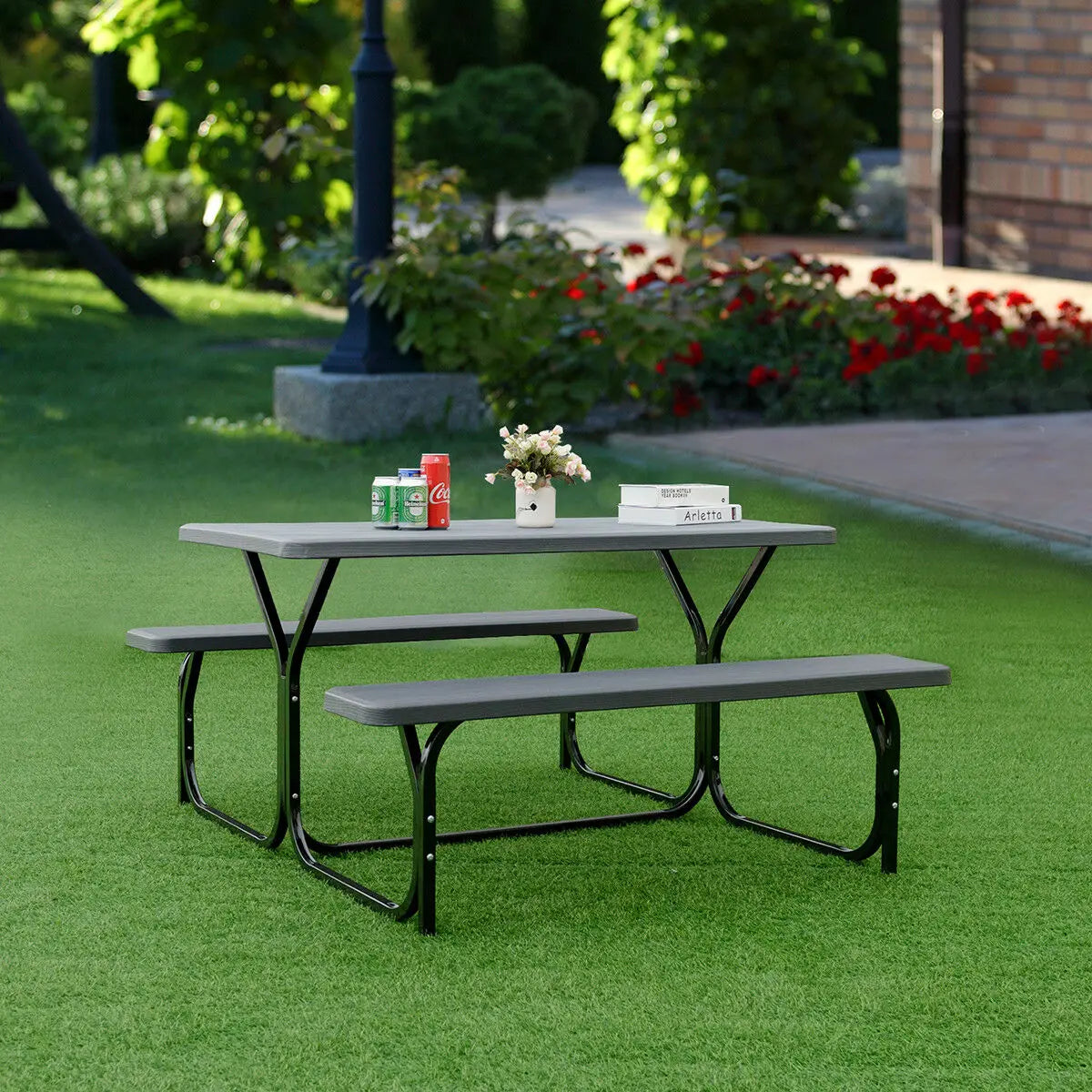 Outdoor Picnic Table Bench Set for Backyard & Patio Dining