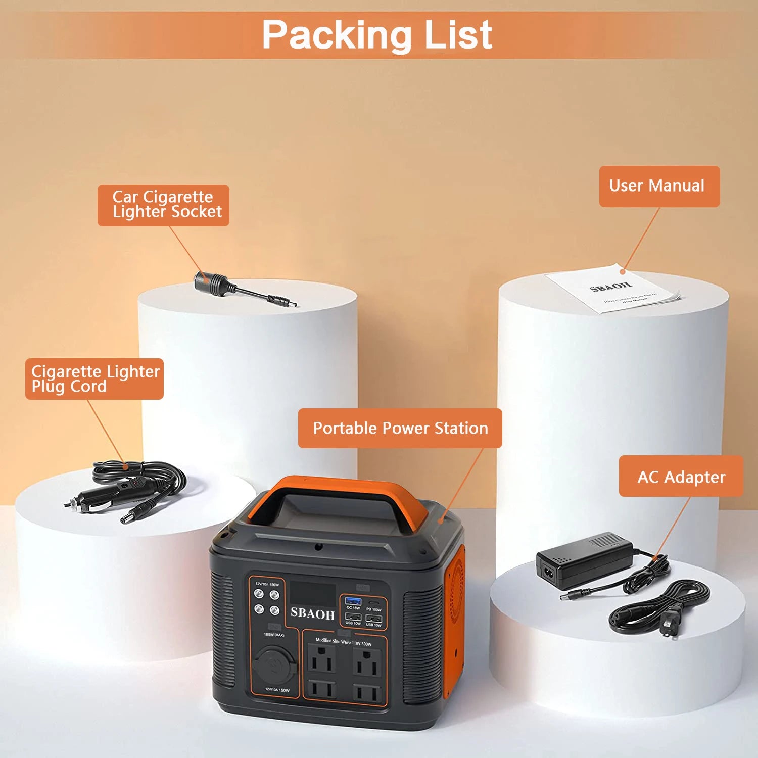 Portable Solar Power Station with LED Light (300W)