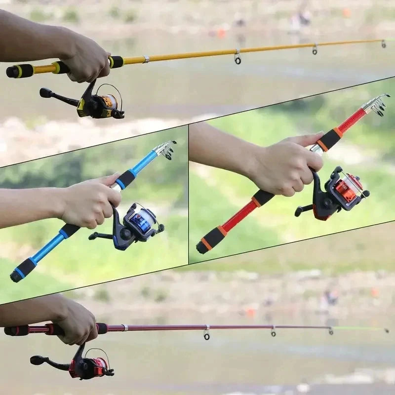 Fishing Pole Set with Telescopic Rod & Spinning Reel