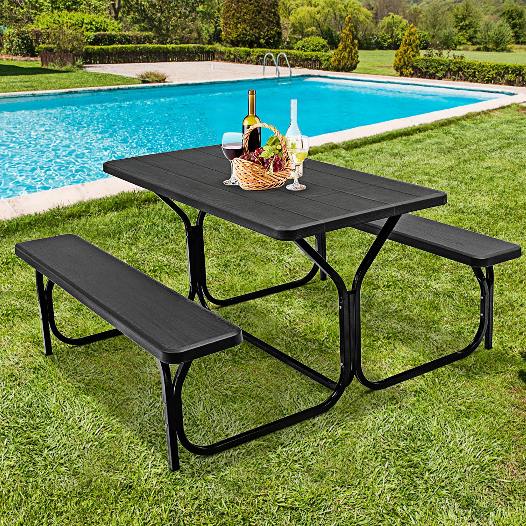 Outdoor Picnic Table Bench Set for Backyard & Patio Dining