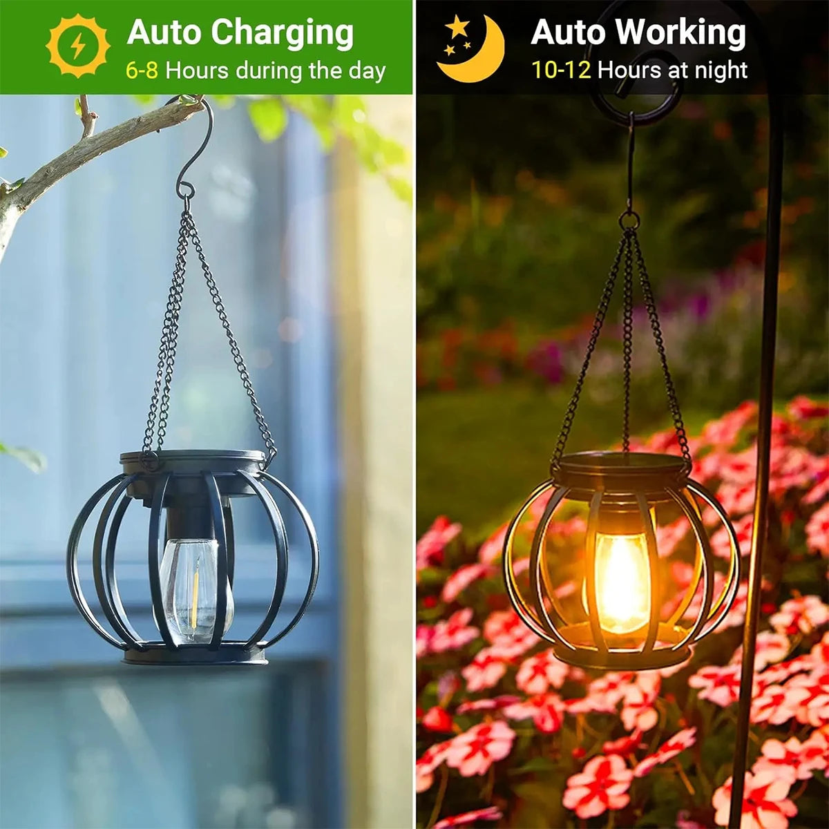 Solar Lantern LED Garden Light with Daylight Sensor
