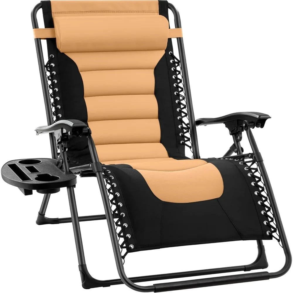 Oversized Padded Zero Gravity Chair with Headrest & Cup Holder