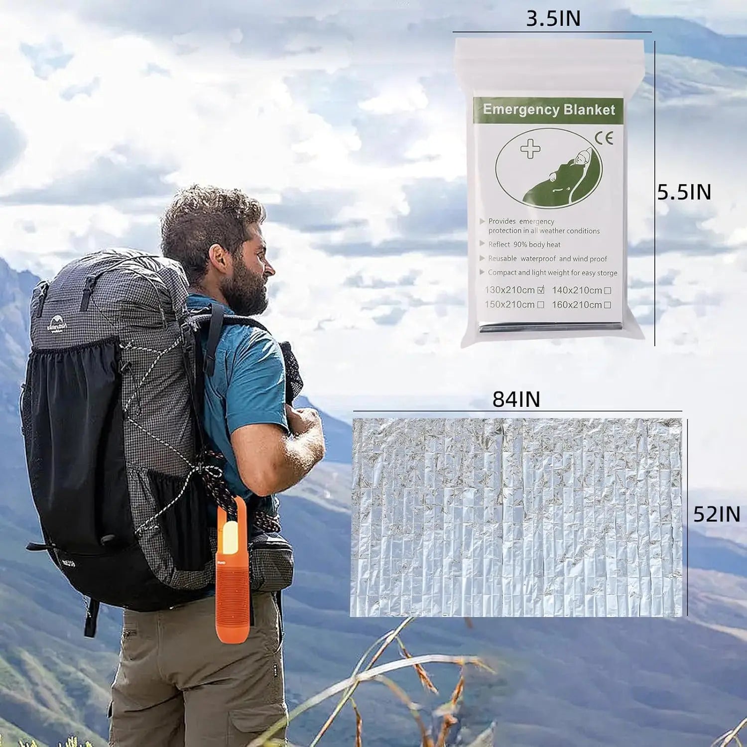 Outdoor Emergency Thermal Survival Blanket