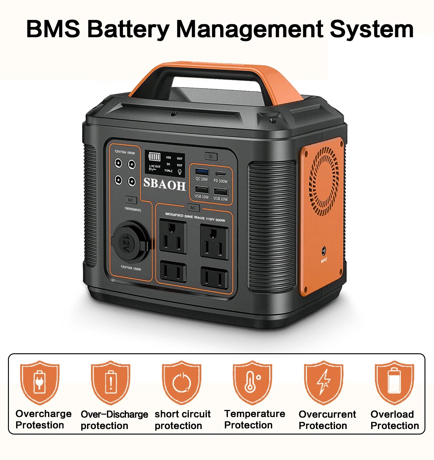 Portable Solar Power Station with LED Light (300W)