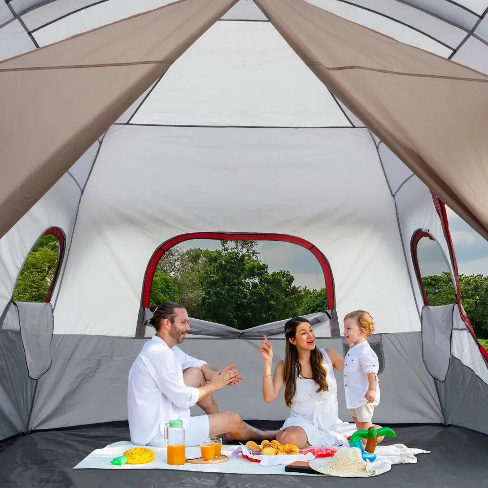 10-Person Family Camping Tent with 2-Room Divider