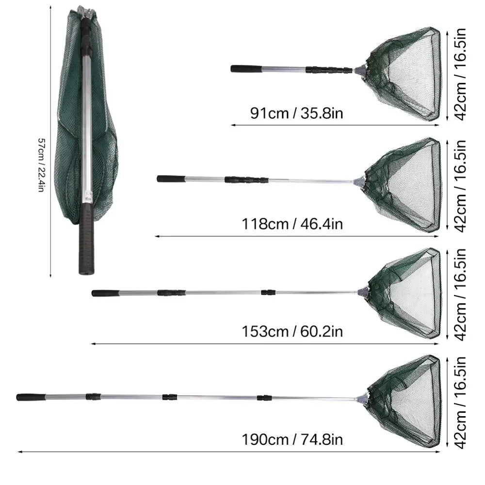 Telescopic Folding Fishing Landing Net with Aluminum Handle (190cm)