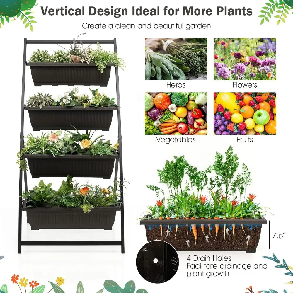 Giantex Vertical Raised Garden Bed with Containers & Drainage (Set of 2)