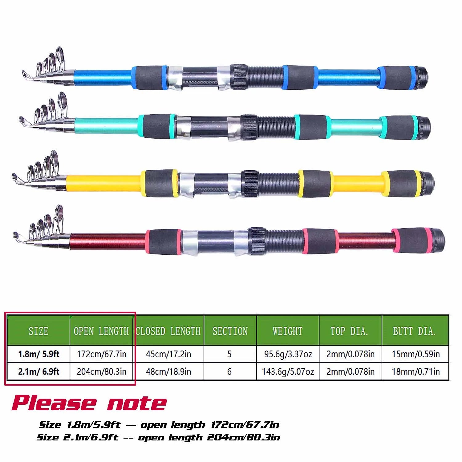 1.8m/2.1m Carbon Fiber Telescopic Fishing Rod