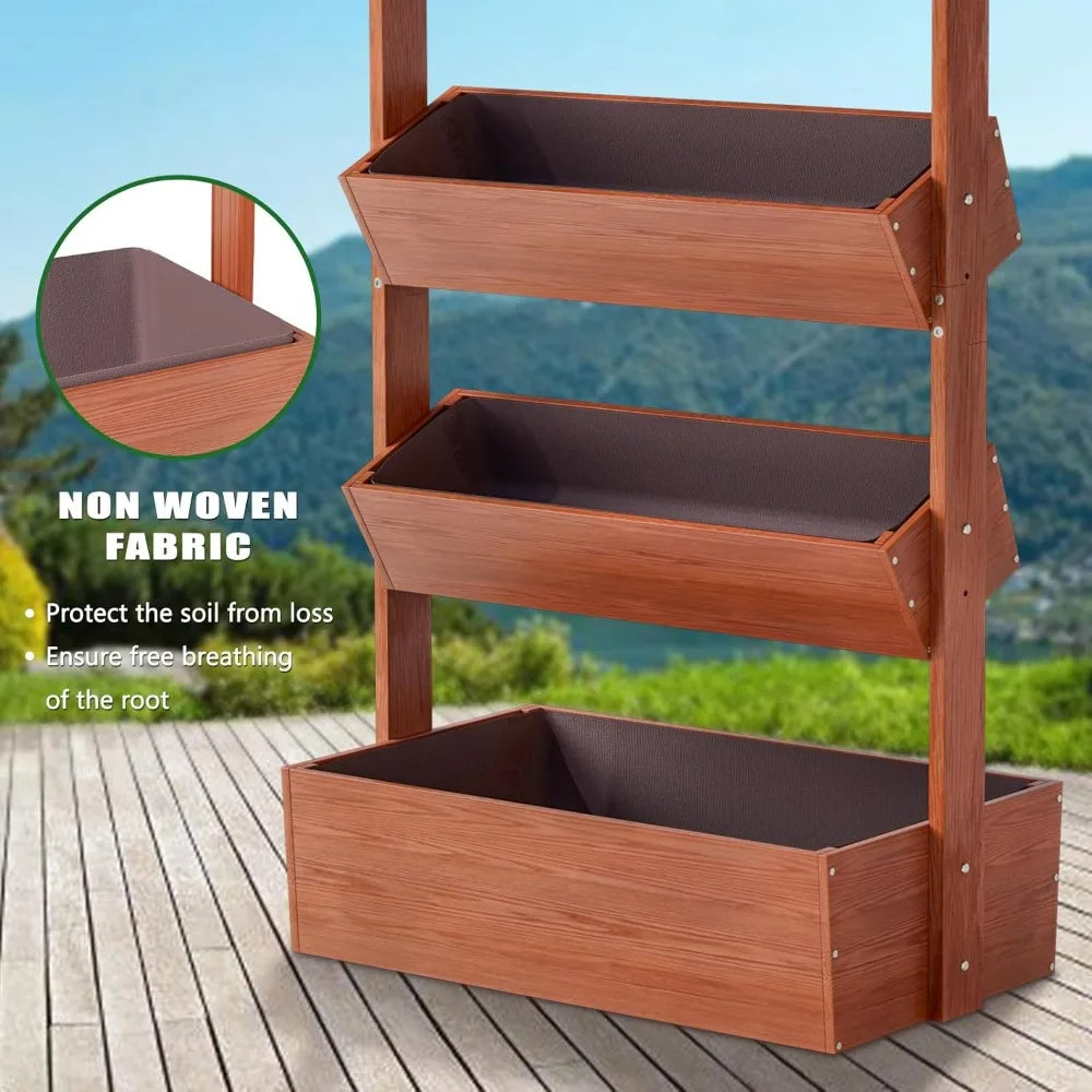4-Tier Wooden Raised Garden Beds for Herbs, Flowers & Vegetables