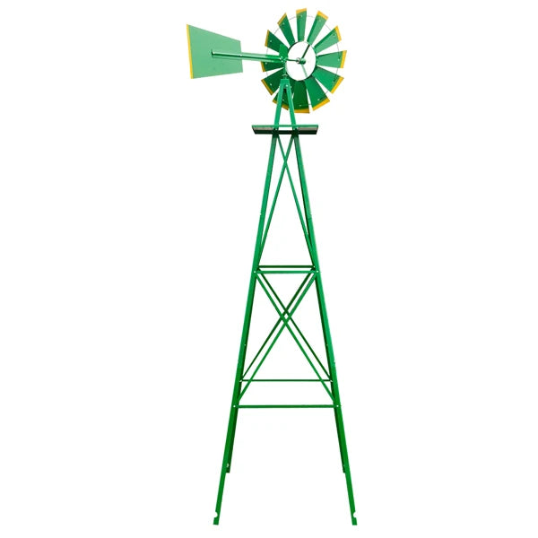 8FT Weather-Resistant Green Garden Windmill