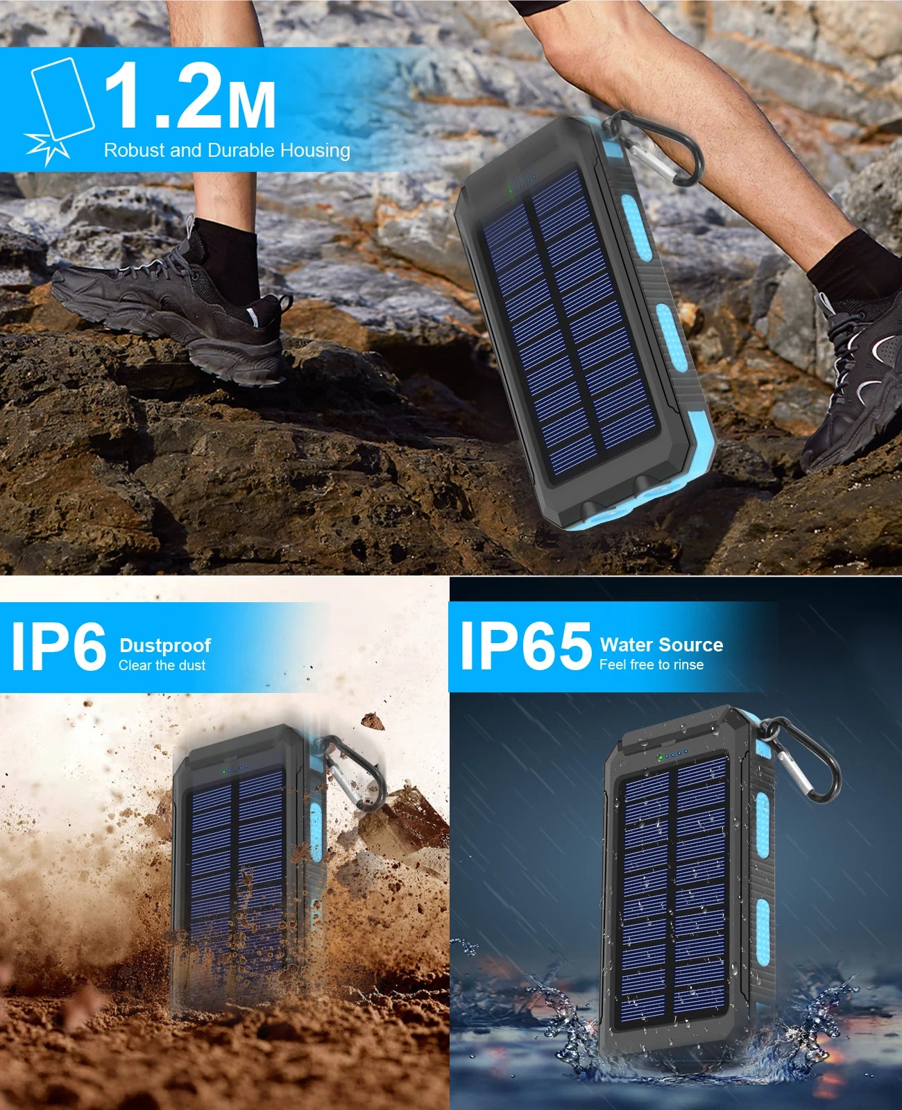 Waterproof Outdoor Solar Power Bank (38800mAh)