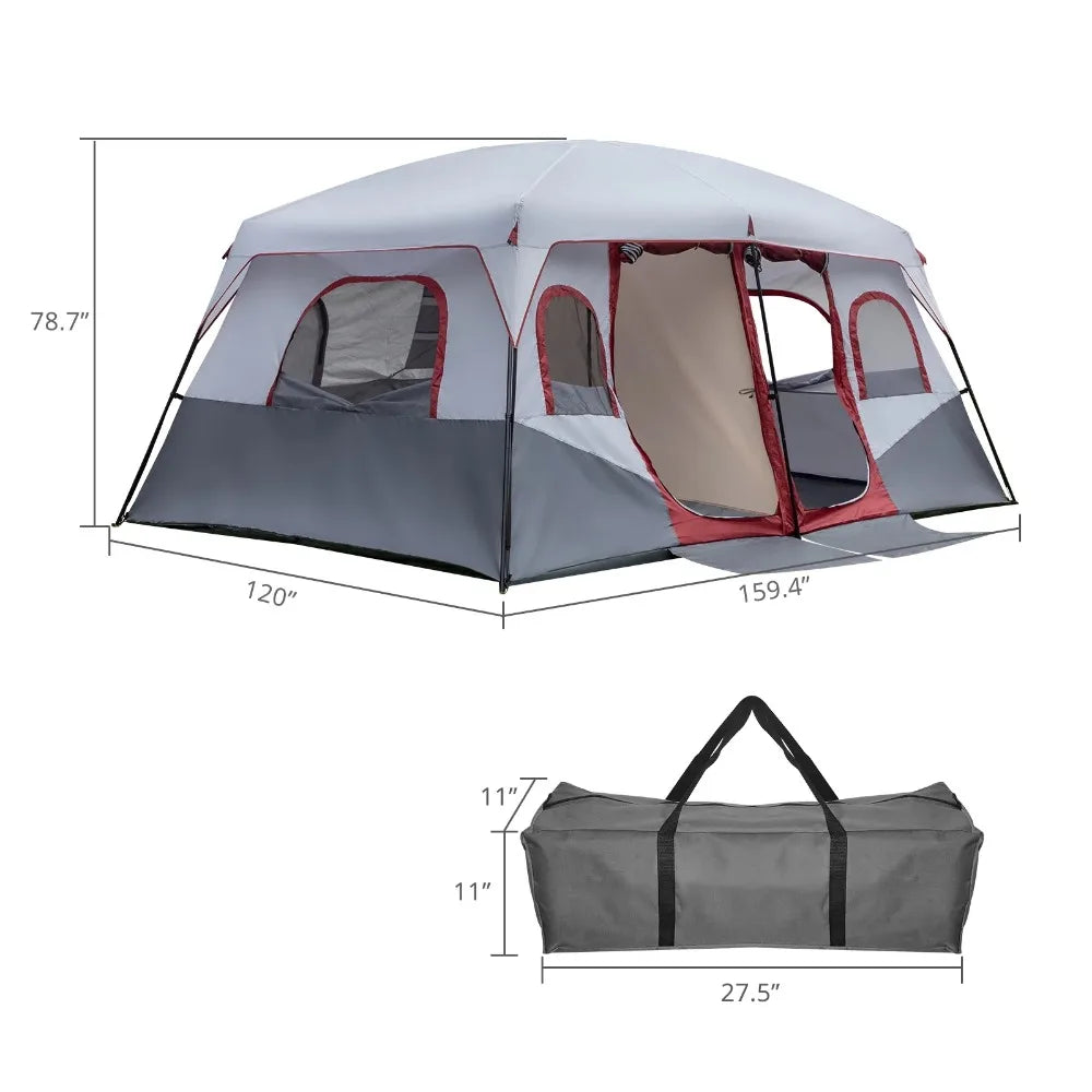 10-Person Family Camping Tent with 2-Room Divider