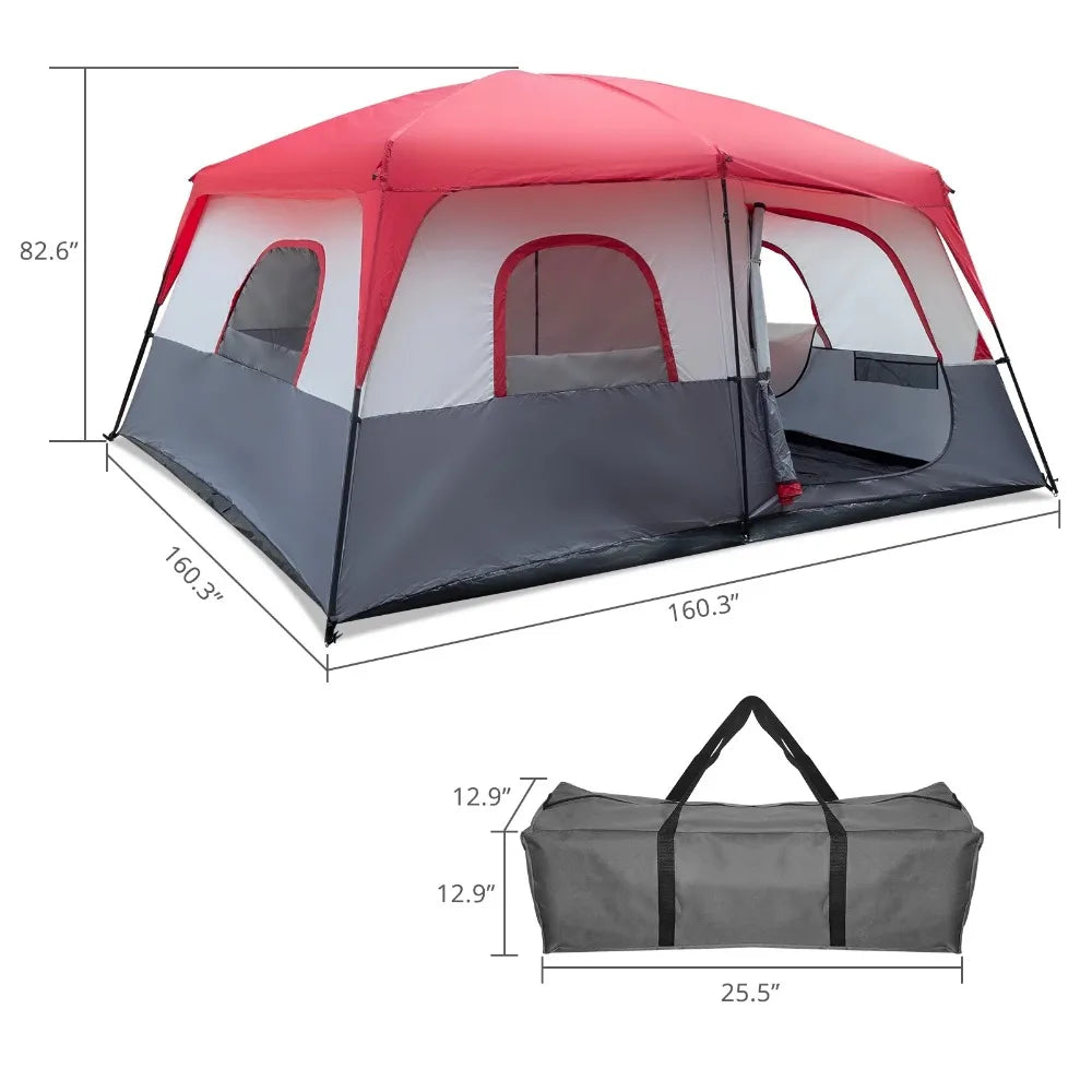 10-Person Family Camping Tent with 2-Room Divider
