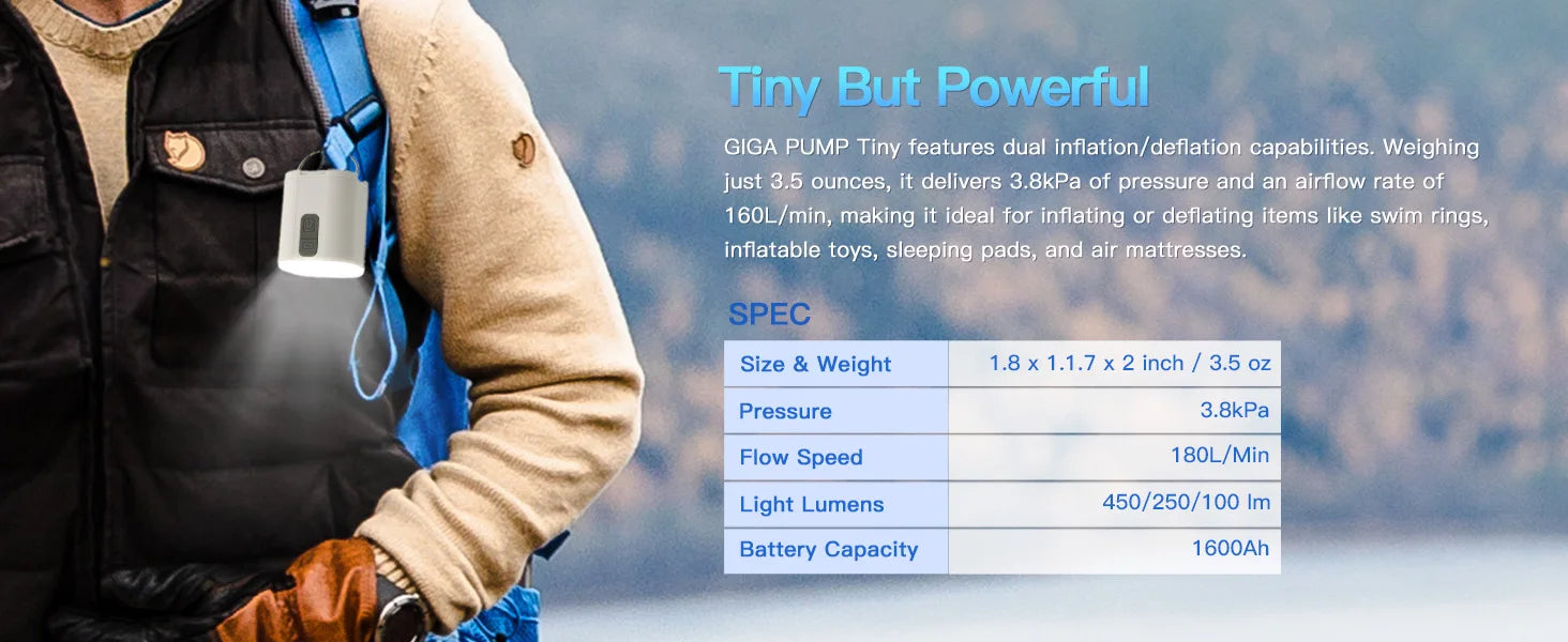 Aerogogo GIGA PUMP TINY 3-in-1 Mini Pump