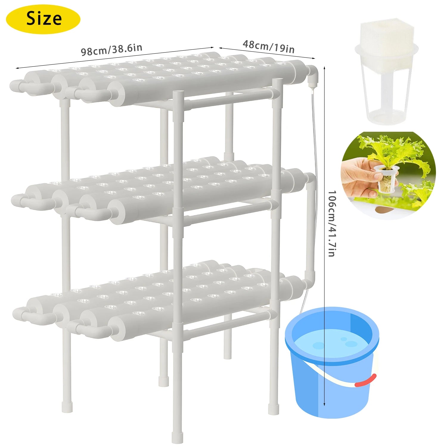 BHTNYOO 3-Layer Hydroponic Growing System Kit (108 Sites)