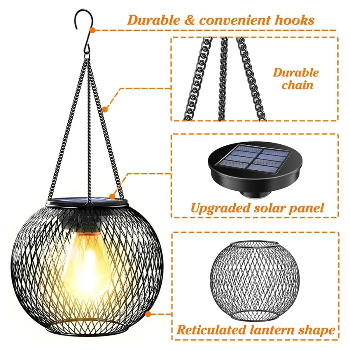 Solar Lantern LED Garden Light with Daylight Sensor
