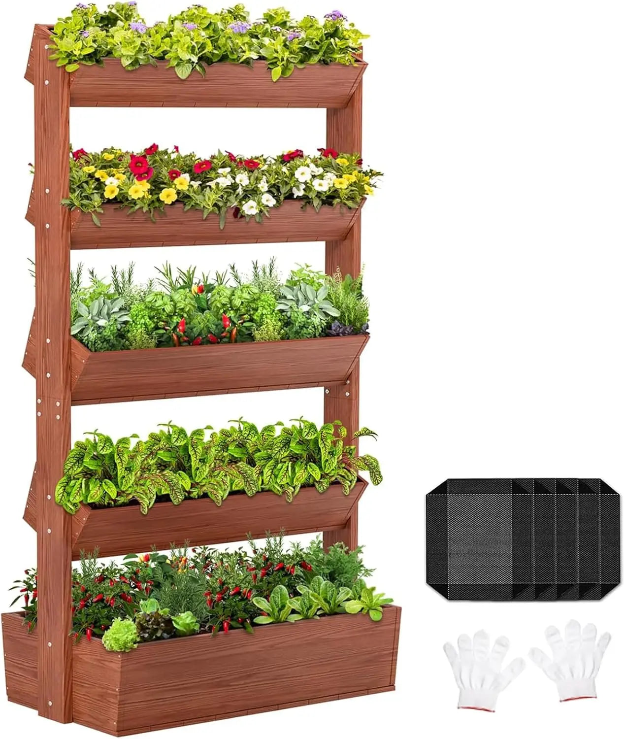 4-Tier Wooden Raised Garden Beds for Herbs, Flowers & Vegetables