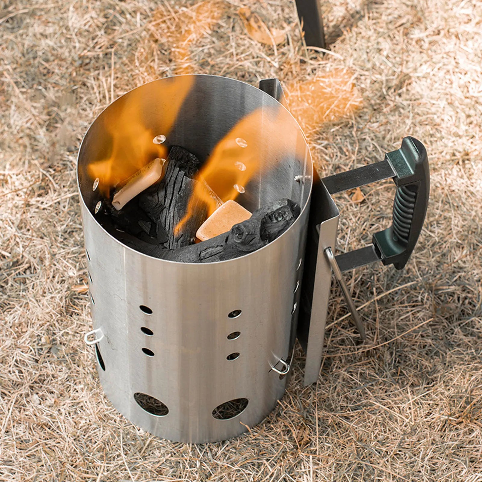 Stainless Steel Portable Chimney Starter for BBQ & Camping