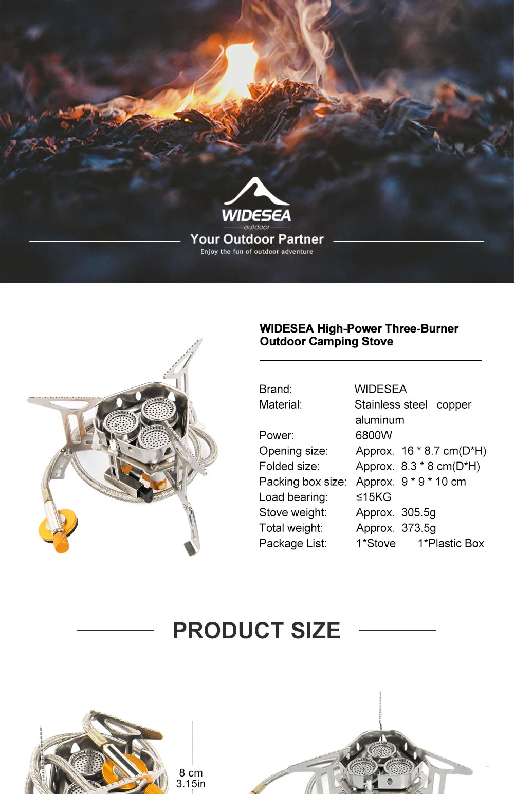 Widesea Camping Gas Stove 6800W