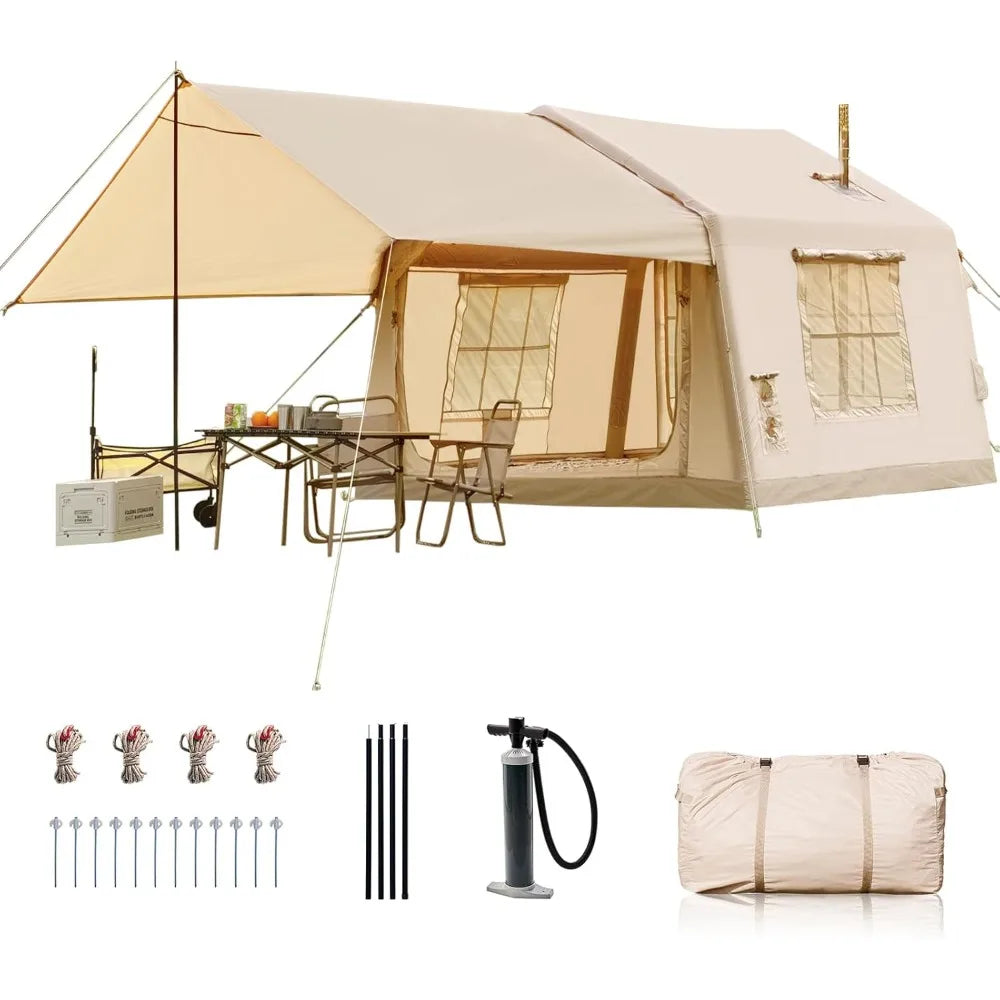 Inflatable Camping Tent with Hand Pump & Stove Jack