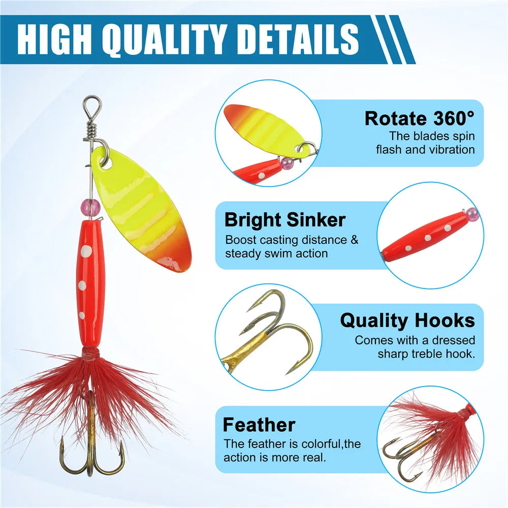 5/10/16Pcs Spinner Fishing Lures Set