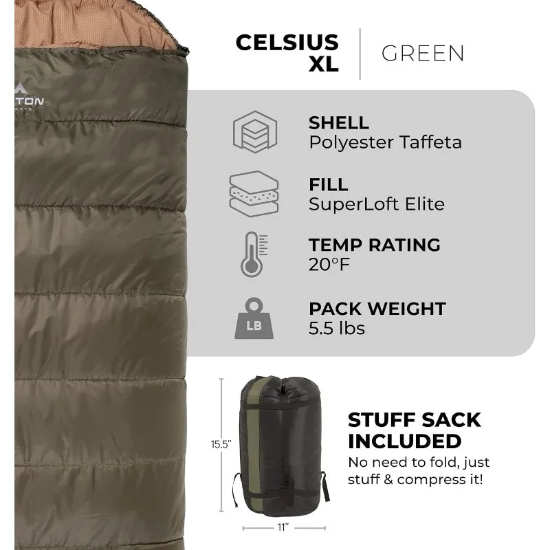 TETON Celsius XL All-Weather Sleeping Bag for Cold Weather