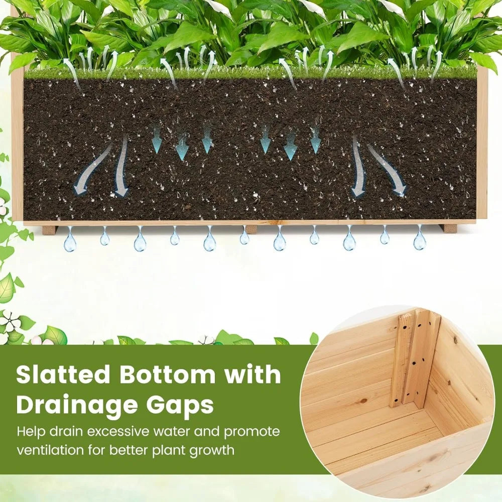 Giantex Wooden Raised Garden Beds with Trellis & Roof (Set of 2)