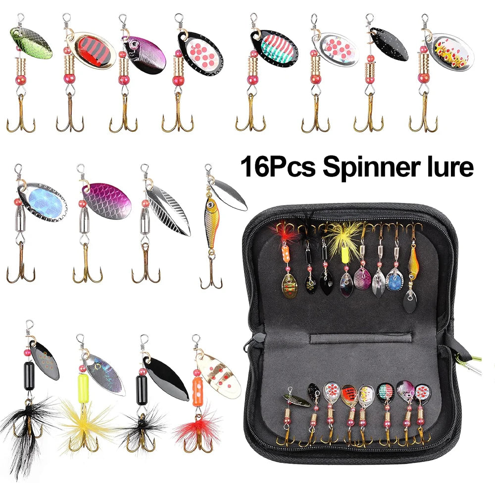 5/10/16Pcs Spinner Fishing Lures Set