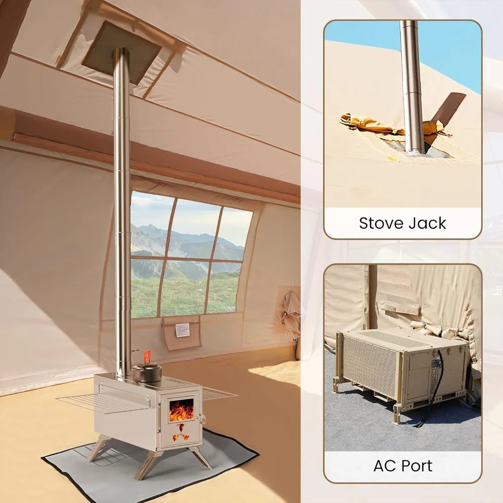 Inflatable Camping Tent with Hand Pump & Stove Jack