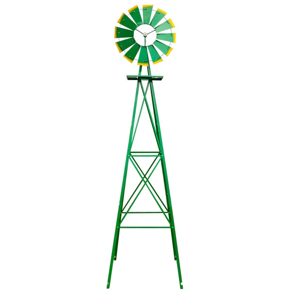 8FT Weather-Resistant Green Garden Windmill