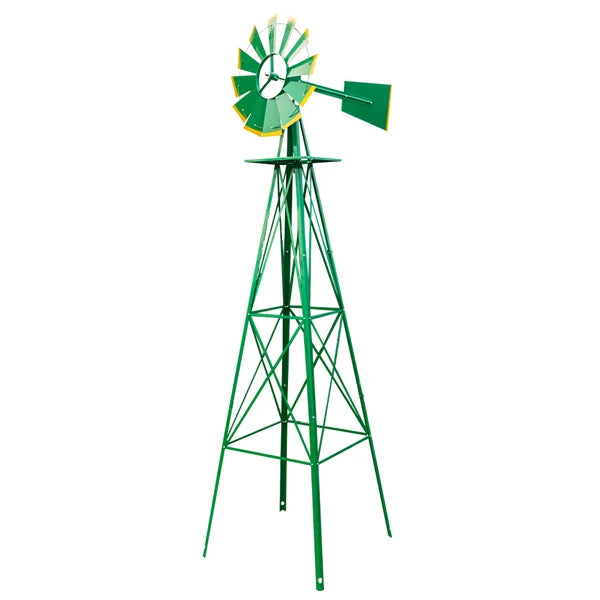 8FT Weather-Resistant Green Garden Windmill