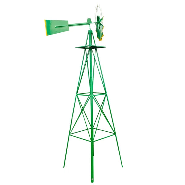 8FT Weather-Resistant Green Garden Windmill