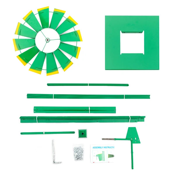 8FT Weather-Resistant Green Garden Windmill