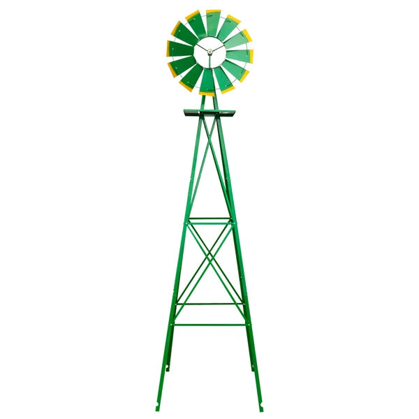 8FT Weather-Resistant Green Garden Windmill