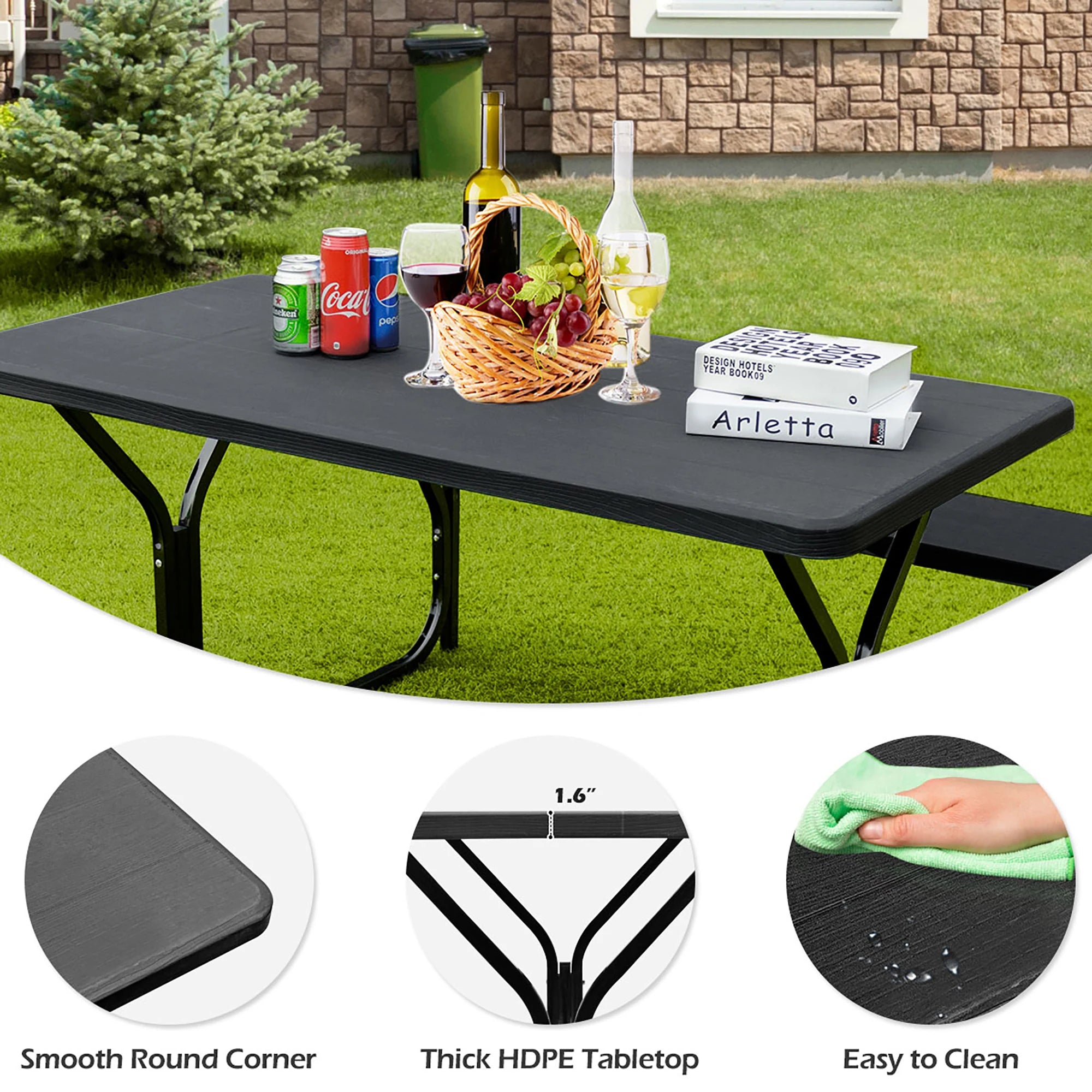 Outdoor Picnic Table Bench Set for Backyard & Patio Dining