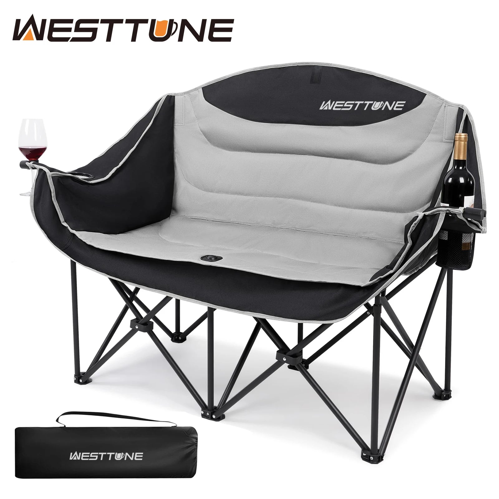 WESTTUNE Double Camping Loveseat with Cup Holders