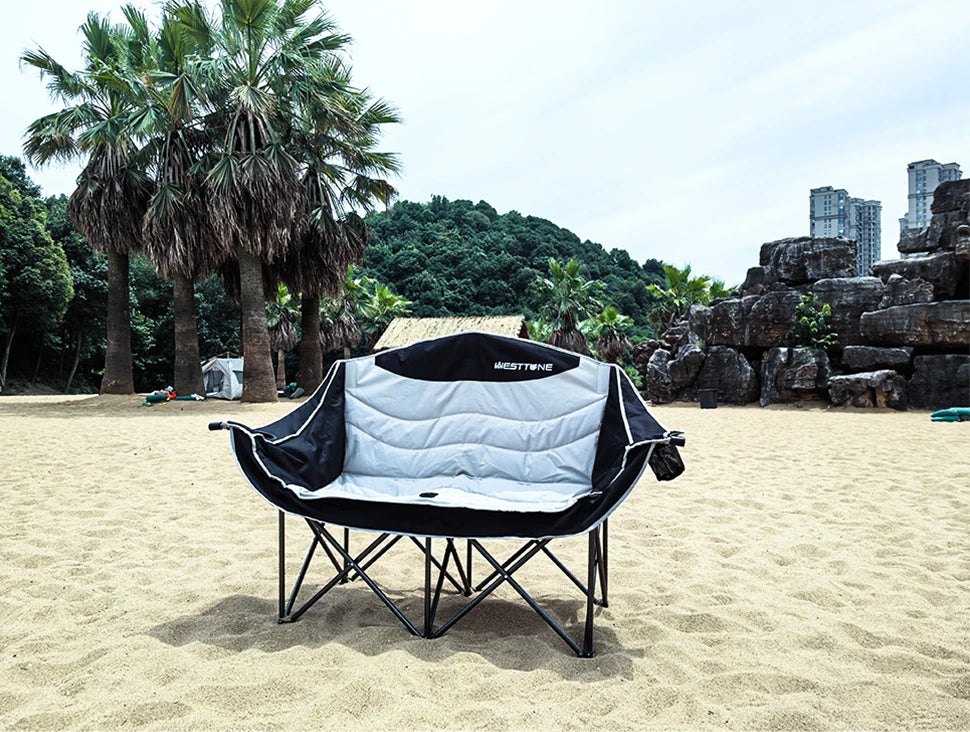 WESTTUNE Double Camping Loveseat with Cup Holders