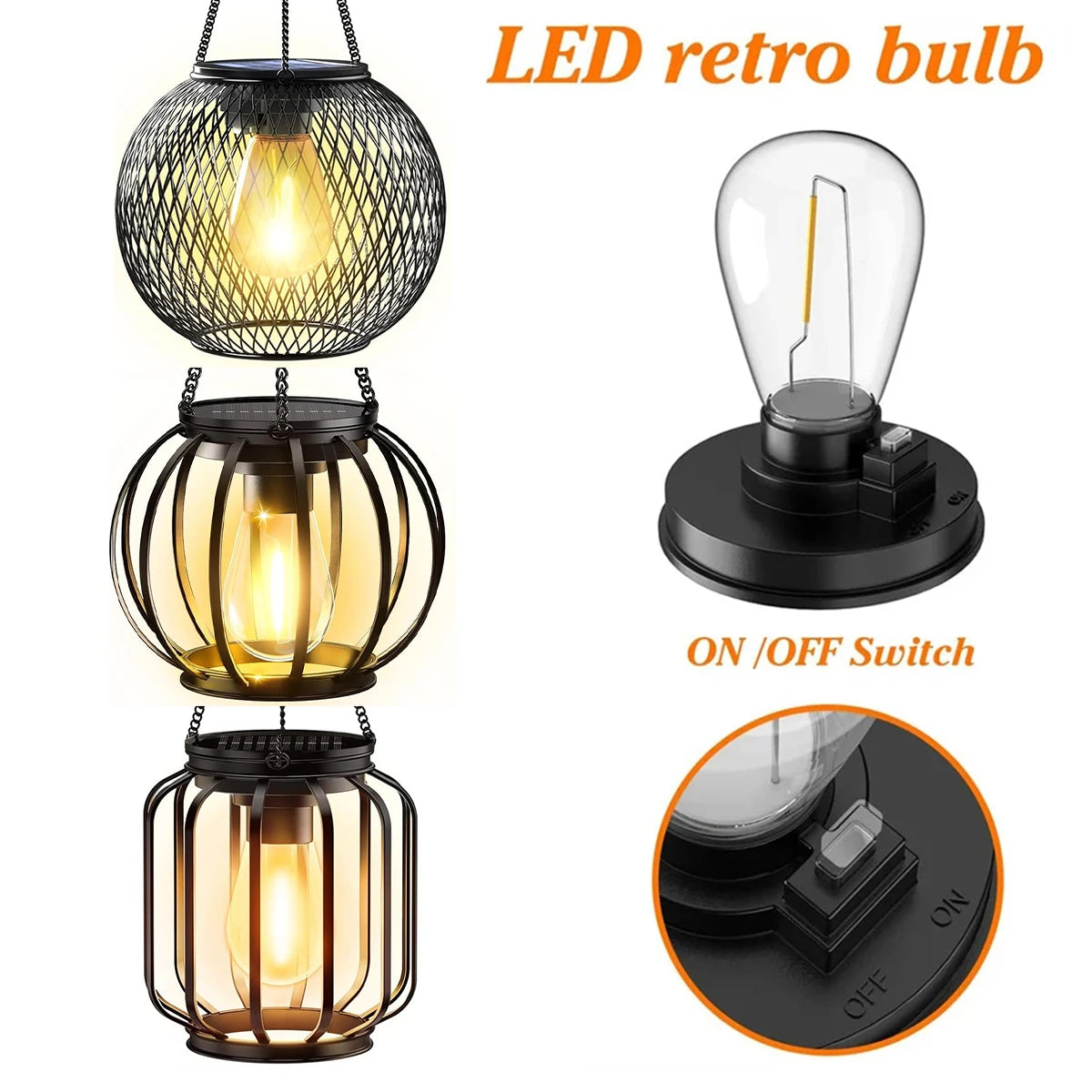 Solar Lantern LED Garden Light with Daylight Sensor